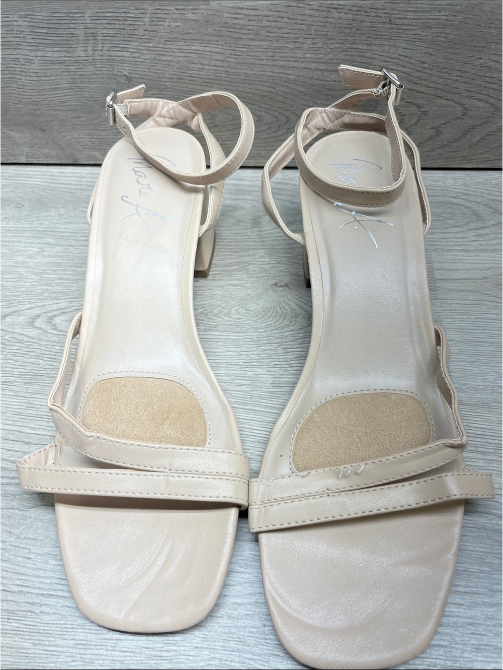 Strappy Nude Ankle-Strap Block Heels #1463